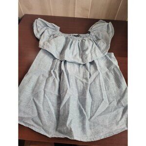 Harve' Benard Top Blouse Shirt XL Light Blue Washable Linen NWT  Sh 15-24"elasti
